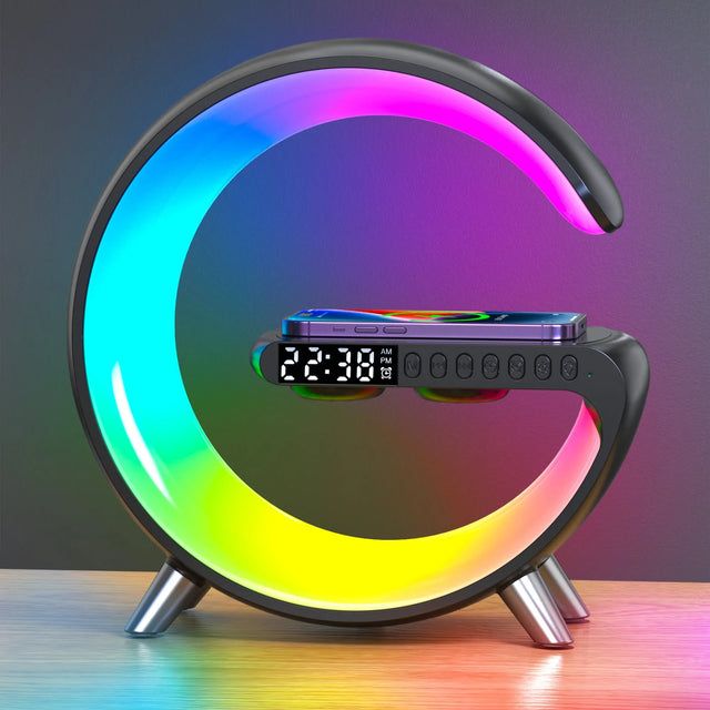 G-Shape Lamp with Speaker, Clock and Charger - QayyoomLux