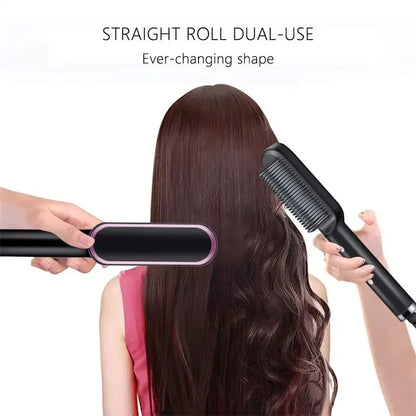 2-in-1 Negative Ion Hair Straightener Comb - QayyoomLux