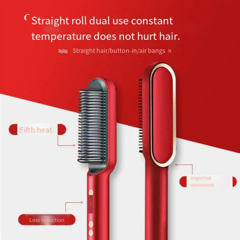 2-in-1 Negative Ion Hair Straightener Comb - QayyoomLux