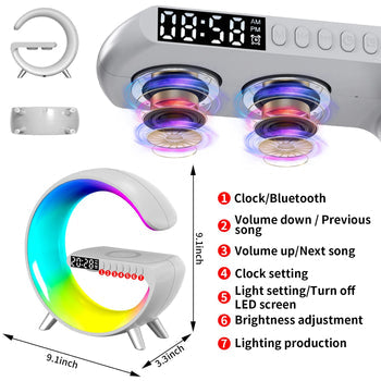 G-Shape Lamp with Speaker, Clock and Charger - QayyoomLux