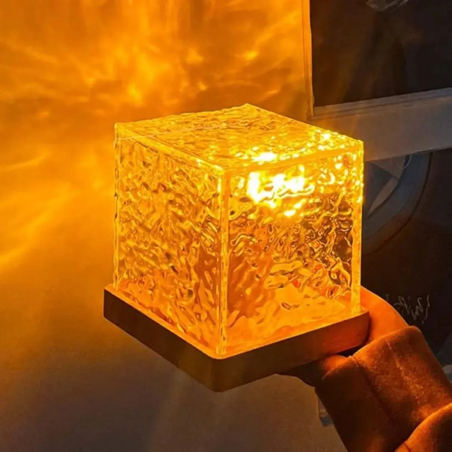 Glass Rotating Flame Lamp - QayyoomLux