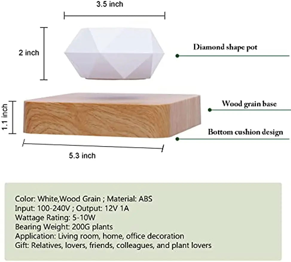 Floating Levitating Magnetic Plant Pot - QayyoomLux